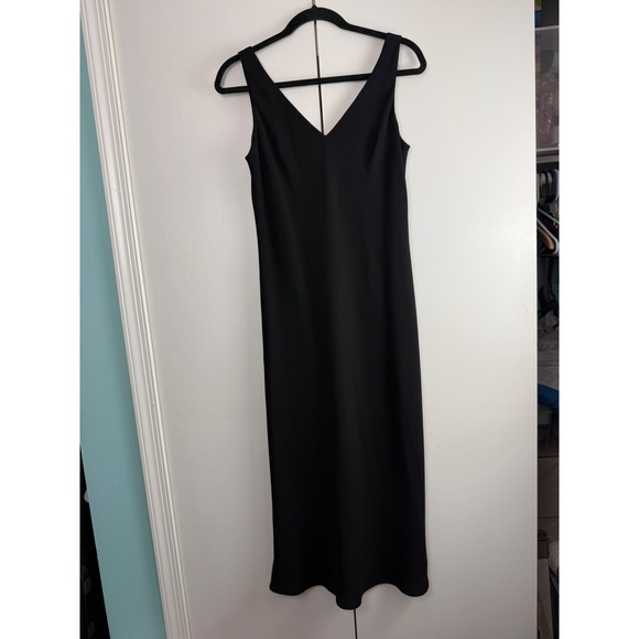 slip dress 90s outfit Vintage 90s Carbon Silk Long Sleeve Open Back Midi Dress – Hermine main image 1